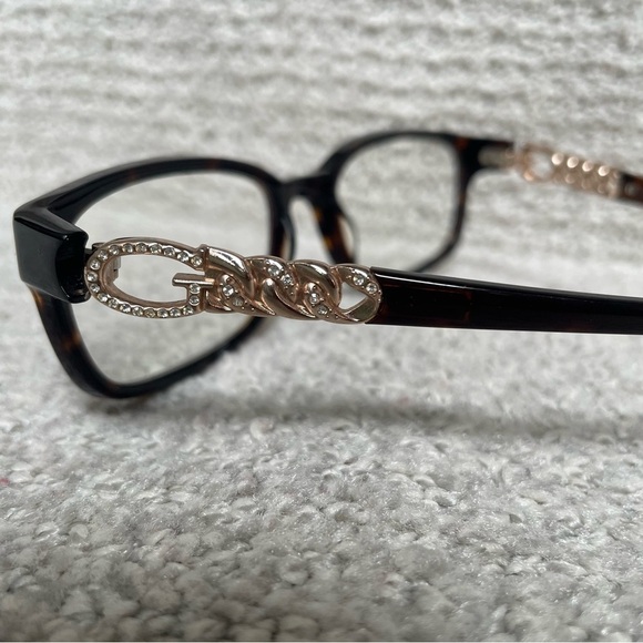 GUESS Accessories - GUESS Tortoise Plastic Gold Tone Rhinestone Optical Eyeglasses Frame 51-17-135